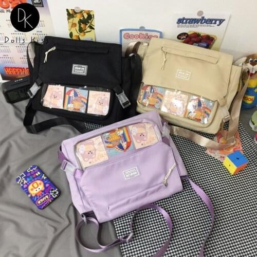 Japan Style Clear Women Shoulder Bags Waterproof Nylon Panelled Handbag Casual Tote 2021 Cute Shopping Crossbody Bag for Ladies