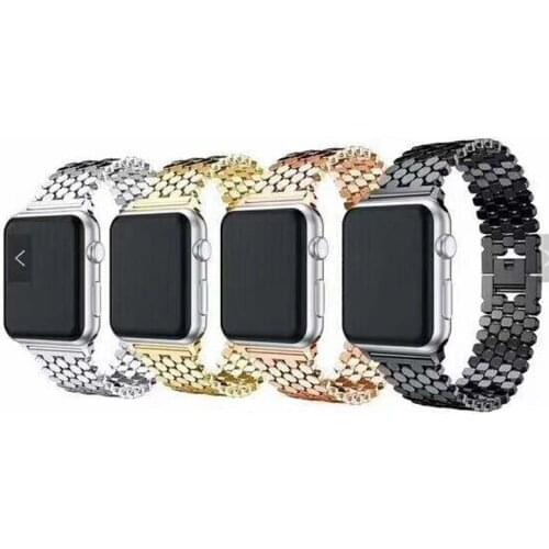 Fish scale stainless steel strap for Apple Watch Band Series 6 5 4 3 2 1 40 44mm Bracelet for iwatch se band 42 38mm Wristband