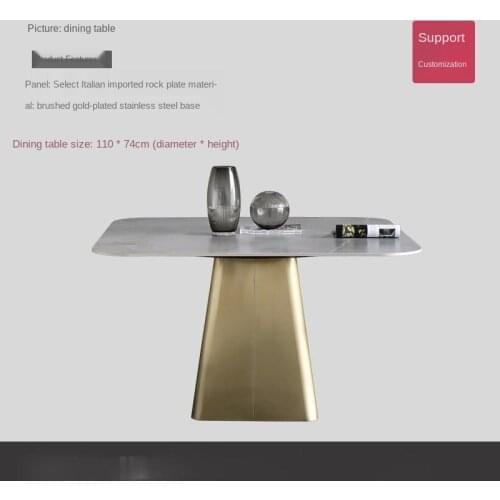 Grey slate dining table simple small household square with turntable designer slate dining table