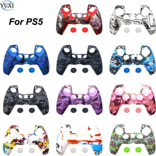 YuXi Silicone Case Protective Cover Skin For Sony PlayStation Dualshock 5 PS5 Controller Thumb Stick Grip Cap