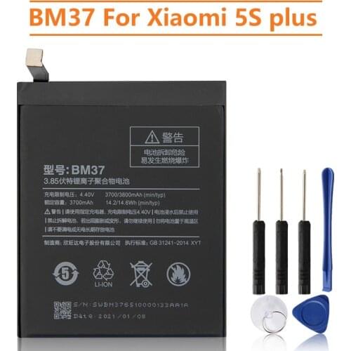 Xiao Mi Original Replacement Battery BM37 For Xiaomi Mi 5S plus 5Splus Authentic Phone Battery 3800mAh