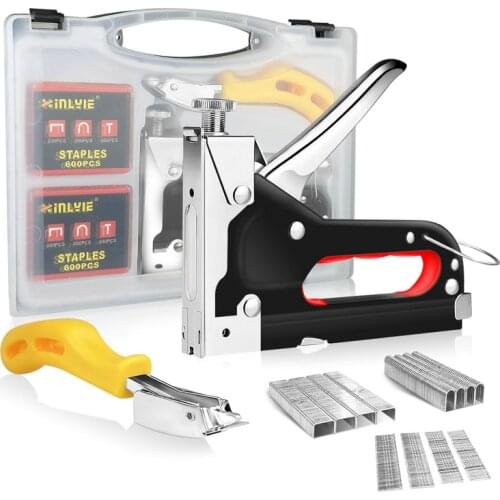 Staple Gun with 1200 Staples Manual Staplers with Staple Remove Upholstery Nail Gun with Case for Wood Crafts Christmas Lights