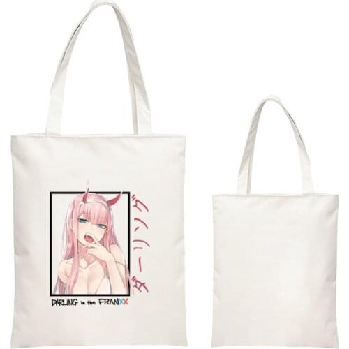 Darling In The Franxx Shopper Bag Anime Cosplay Zero Two Cute Sweet Print Canvas Handbag Casual Women Girl Shoulderbag 2021