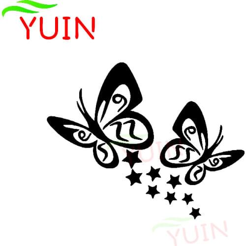 Butterfly and Star Car Sticker Body Window Decoration Fashion PVC Waterproof Sunscreen Decal Black/white/red/laser/silver