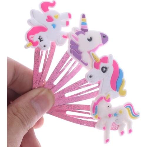 2PCS Glitter Unicorn Hairclips Cartoon Animal Hair Clips Cute Plastic Hairpins Kids Headwear Baby Girls Hair Accessories New