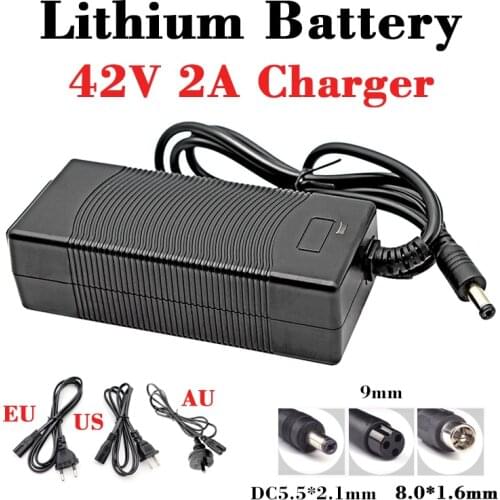 42V 2A electric bike/scooter adapter lithium battery charger for 36V lithium battery pack with 3-pin XLR socket/connector