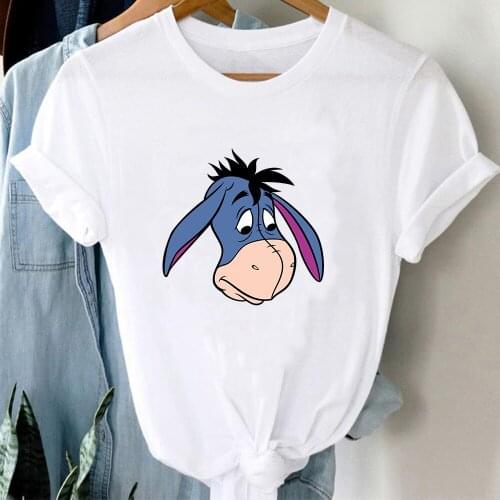 Eeyore Women T-shirts Winnie The Pooh Printed Kawaii 2021 Summer Harajuku Girl Tshirts Casual Disney Cartoon Female Short Sleeve
