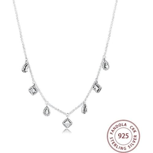 Dangling Geometric Shapes Necklace Pendants 925 Sterling Silver Necklaces for Women Chain collier Jewelry Accessories Bijoux
