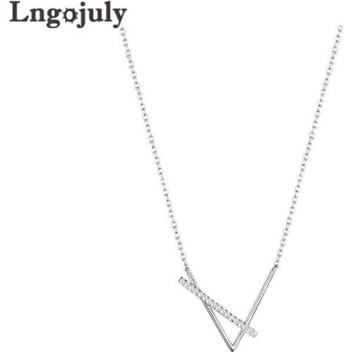 Pure 925 Sterling Silver Women Necklace Fine Jewelry Letter V Pendant Necklaces For Bride Wedding Party Solid Silver 925 Jewelry