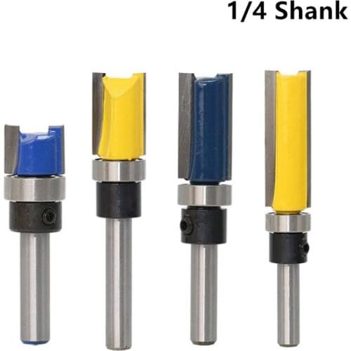 1/4 Shank Template Trim Hinge Mortising Router Bit Straight end trimmer cleaning flush trim Tenon milling Cutter for Woodworking