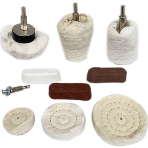 10PCS/Set Polishing Wheel White Cotton Polishing Wheel Cone/Column/Mushroom/T-Shaped Wheel Grinding Head for Sanding Polishing
