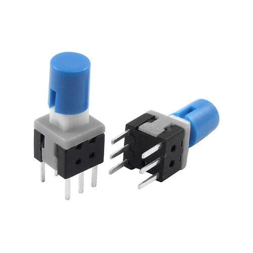 10pcs 5.8 x 5.8mm x 13mm Blue Cap Tactile Tact Push Button Switch Lock 6 Pin PCB