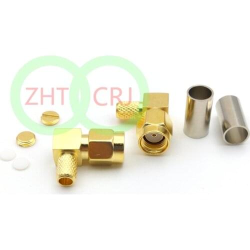 100pcs RP-SMA Connector Male (Female pin) Crimp for RG58 RG400 RG142 LMR195 Cable