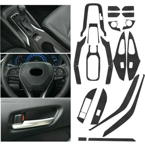 19pcs/Set New Interior Door Handle Center Console Steering Wheel Gear Panel Sticker Kits LHD Fit for Toyota Corolla 2019 2020