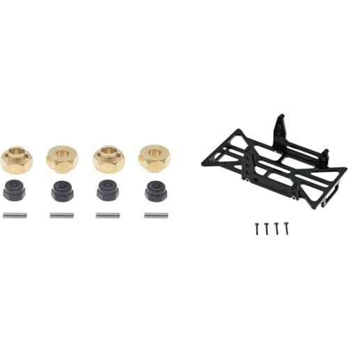 2 Set RC Car Part: 1 Set Brass Wheel Hex Hubs Wheel Lock Nuts & 1 Set Car Metal Battery Tray Holder Bracket Frame