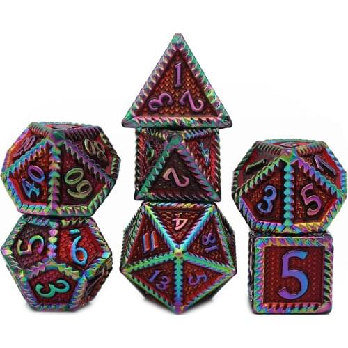 2021 New Style DnD Metal Dice RPG MTG Include Pouch A Variety of Colors 7 Pcs Set D4 D6 D8 D10 D12 D20 Table Games Dados Dices