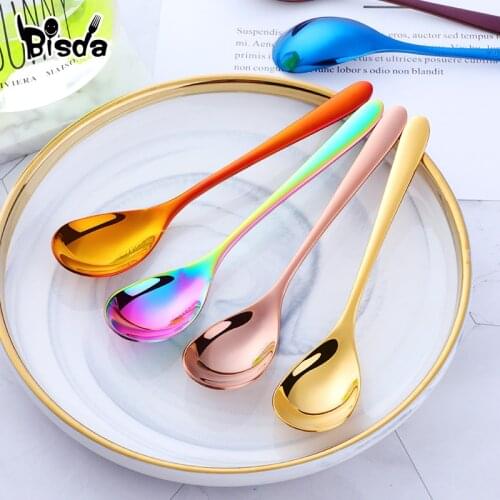 8Pcs Ice Spoons Stainless Steel Tea Coffee Spoon Gold Honey Dessert Scoop Table Short Dinnerware for Party Kit Dinner Tools