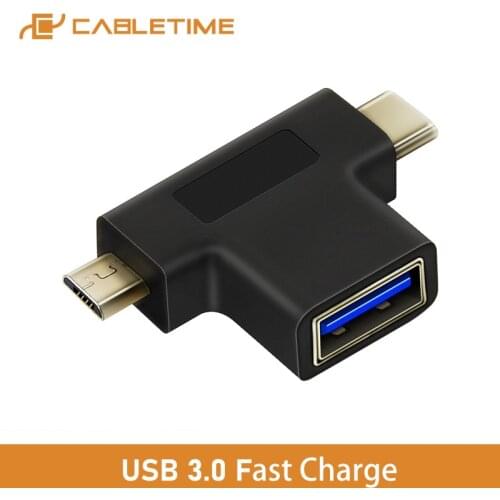 CABLETIME USB C OTG Adapter to USB3.0 F Micro B 2.0 Adapter For Xiao mi Huawei Mate Pro USB-C Splitter C016