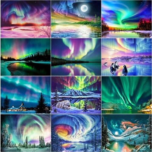 Aurora Polaris Landscape Diy 5D Diamond Painting Full Square and Round Embroidery Mosaic Cross Home Decoration for Special Gift