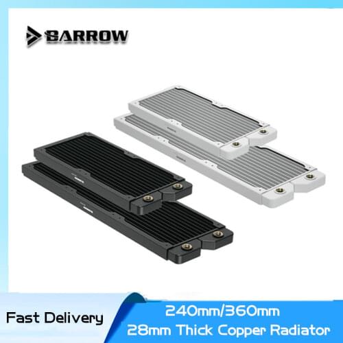 Barrow PC MOD Water Cooling DIY 28mm Thickness Copper 240/360mm Radiator G1/4 Threaded Use For 12cm Fans,Dabel-28a
