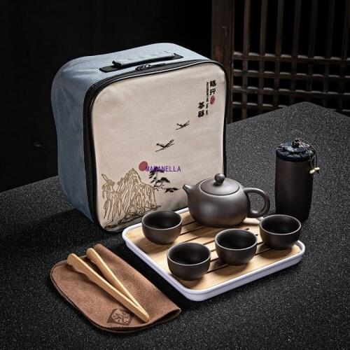 Purple Clay Travel Tea Set Yixing Teapot Drinkware Tea Cup Tureen Infuser Chinese Tea Ceremony Outdoor/Home Teaware Sets
