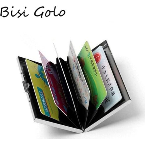 BISI GORO Card Holder Metal Porte Carte Pocket Creditcard Wallet Namecard Cardcase Men Business Bank Card Package Case