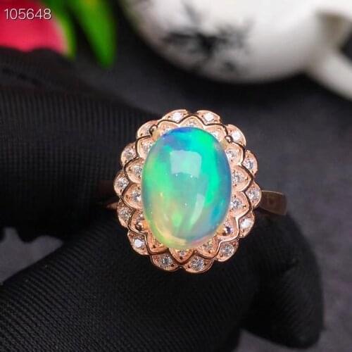 CoLife Jewelry 925 Silver Opal Ring for Party 8mm*10mm Natural Opal Silver Ring Fashion Silver Opal Jewelry Gift for Woman