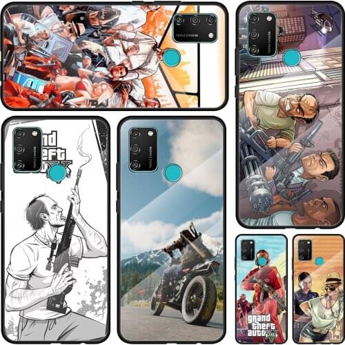 Grand Theft Auto Gta V Tempered Glass Cover For Honor 30 20 10 9X 8X Lite Pro Plus Silicone Phone Case Coque Shell