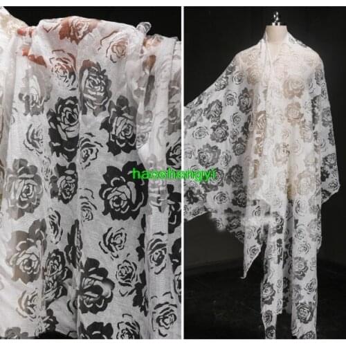 White rose cut cotton translucent cloth creative apparel fabric