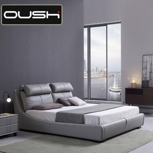 Nordic leather bed light luxury leather bed modern simple double 1.8m soft bag bed small apartment storage master bed