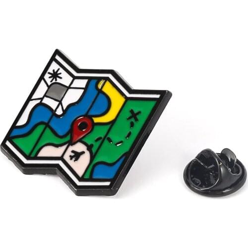 Creative Airport Destination Pins Map Brooches for Women Cartoon Traveler Enamel Pin Clothes Backpack Badge Accessories 25 mm