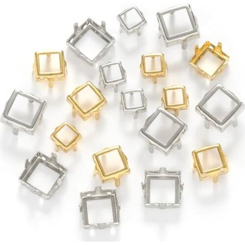 Sew On Stones Holder Square Copper Rhinestones Claws Empty Claw Settings For Fancy Stones Thicken Claw Settings Hollow Out