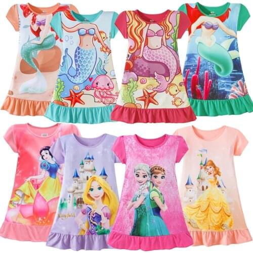 Summer dress Anna Elsa Rapunzel Princess Dress Girls Kids Clothes Belle Minnie Cotton Dress Birthday Dresses Mermaid Costume