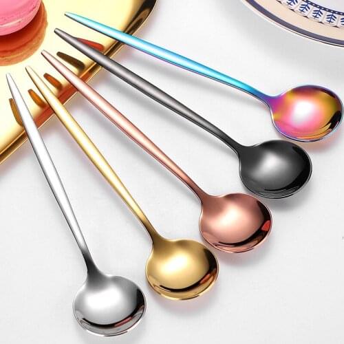 Small Tea Coffee Spoon Stainless Steel Round Mirror Spoon for Home Kitchen Office Hotel Restaurant Sugar Cake Dessert