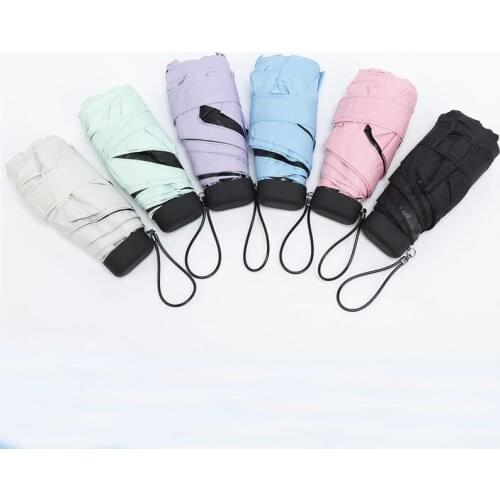 Mini Ultraslim Manual Travel 5 Folding Umbrella Windproof for Pocket Purse Anti-UV Solid Color Umbrella Lady umbrellas