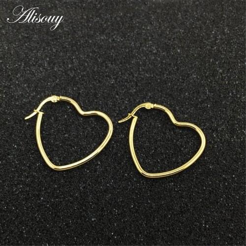 Alisouy Fashion Gold Color Love Heart Hoop Earrings Large Big Peach Heart Hoop Earrings For Women Girls Birthday Gift Wholesale