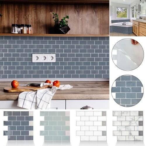 3D DIY Home Kitchen Sticker Decor 1/5/10 PCS Waterproof Block Shape Epoxy Resin Rubber Wall Self Adhesive Brick Art Wall Decals