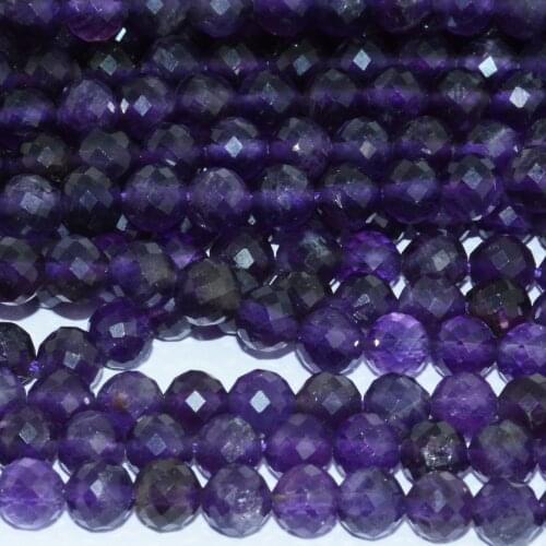 Natural Amethyst Faceted Round Beads 6mm