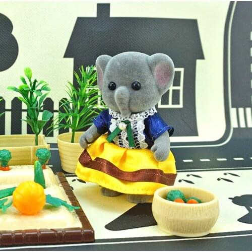 New Forest Family Miniature Furniture Dollhouse 1:12 Kids Toy Horton Elephant Family Farm tool set Accessory Toys For Girls Gift