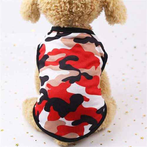 OIMG Dog Clothes Outfits Puppy Sleeveless Shirts Camouflage Print Mesh Small Dogs tshirts Chihuahua French Bulldog Dog Tank Top