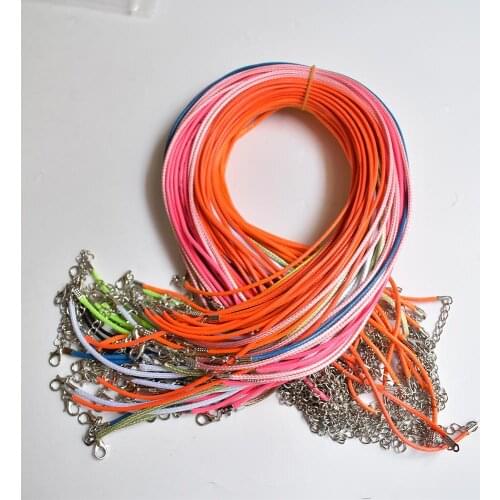 Wholesale 100pcs/lot 2mm mixed Wax Leather cord rope necklaces 45cm with Lobster clasp jewelry for diy pendants free shipping