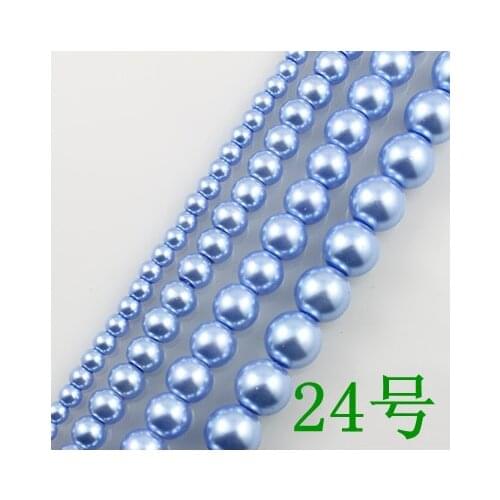 Wholesale Blue Imitation Glass Pearl Beads Round Spacer Loose Pearls DIY Jewelry Making Accessories 4.6.8.10.12.14mm GL-17