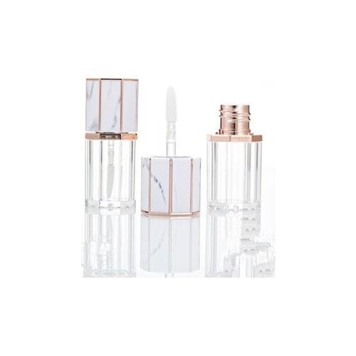 5ml Empty Lipgloss Tube Octagon Clear Bottle Lip Balm/Gloss Container With Marbling Lid Lipstick container Makeup ccosmetic tube