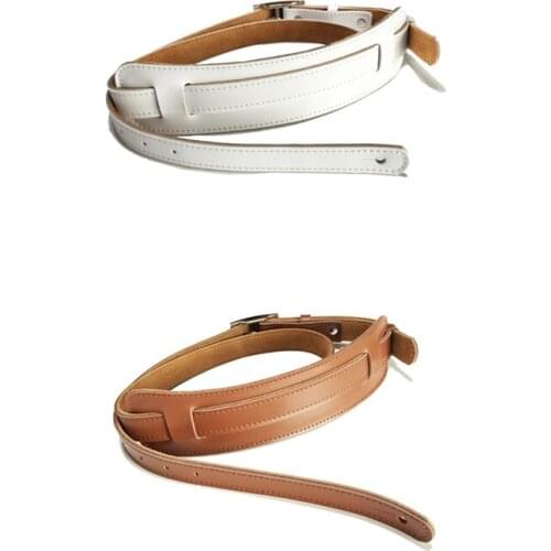 2X Leather And Metal Buckle Electric Guitar Strap Belt Shoulder Pad Adjustable Guitar Straps-White Color & Brown Color