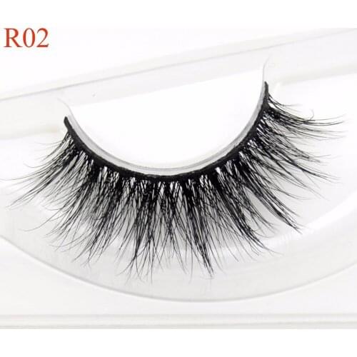 Eyelashes 3D Mink Lashes Hand Made Natural Long 1 Box Mink Eyelashes 1cm-1.5cm Reusable 3D False Eyelashes Full Strip Lashes R02