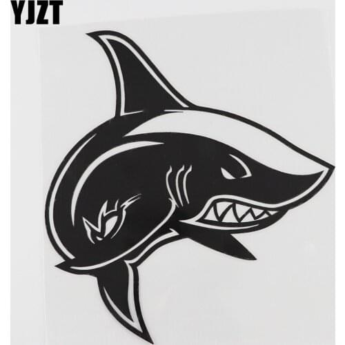 YJZT 14.8CMX16CM Cute Shark Sticker Muscle Tattoo Jaws Decal Vinyl Car Sticker Black /Silver 13C-0223