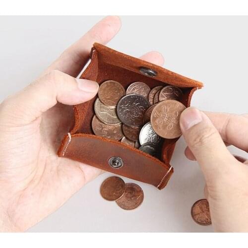 Men Genuine Leather Coin Purse Storage Pocket bag Mini Small Wallet Female Crazy Horse Cow Leather Vintage Women Key holder Bag