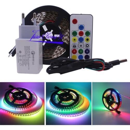 USB 5V LED strip Full color RGB, dream color changing SK6812 3535 144LED/M IP20 +17key USB contoller+USB 5v Power