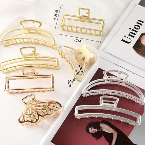 Women Girls Geometric Hair Claw Clip Clamps Metal Hair Crab Moon Shape Hair Clip Hairpin Large Size Hair Accessories Gifts