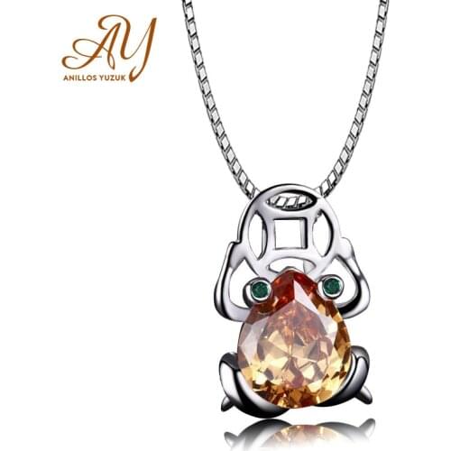 Anillos Yuzuk Real 925 Sterling Silver Pendant Necklace Round Crystal Gemstone Fine Jewelry For Women Romantic Engagement Gift